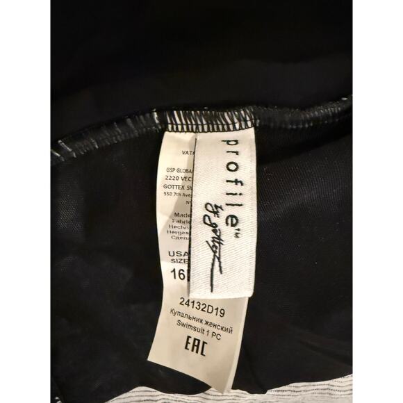 Profile by Gottex Black & White One-Piece Swimsuit - Size 16D - Picture 5 of 7